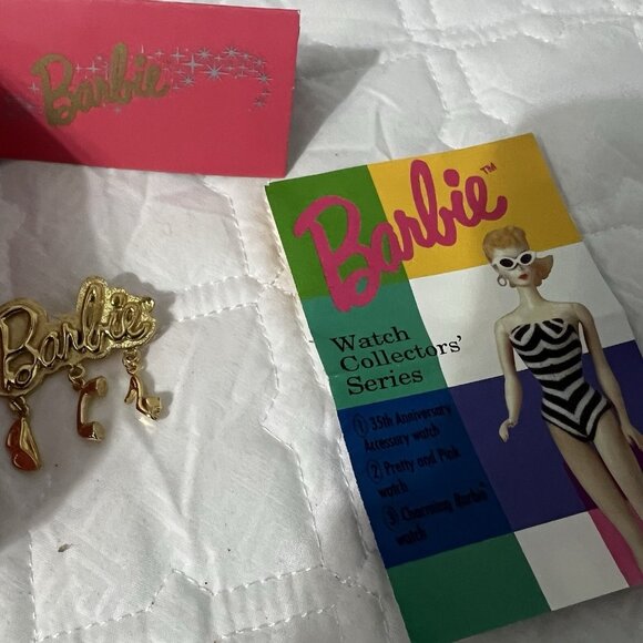 FAO Schwarz Barbie Watch Lot Limited Edition Silver Screen Pretty And Pink Annv - Picture 15 of 16